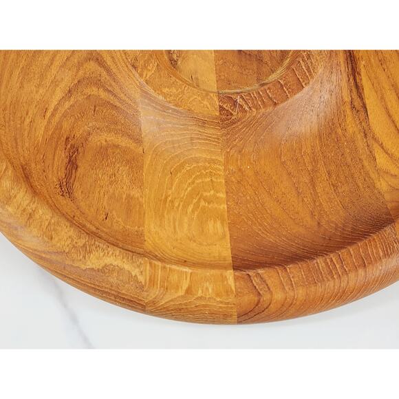 Kalmar Teak Wood Dip & Chip Platter Serving Tray Center Piece 12" Thailand Vtg - Picture 9 of 14